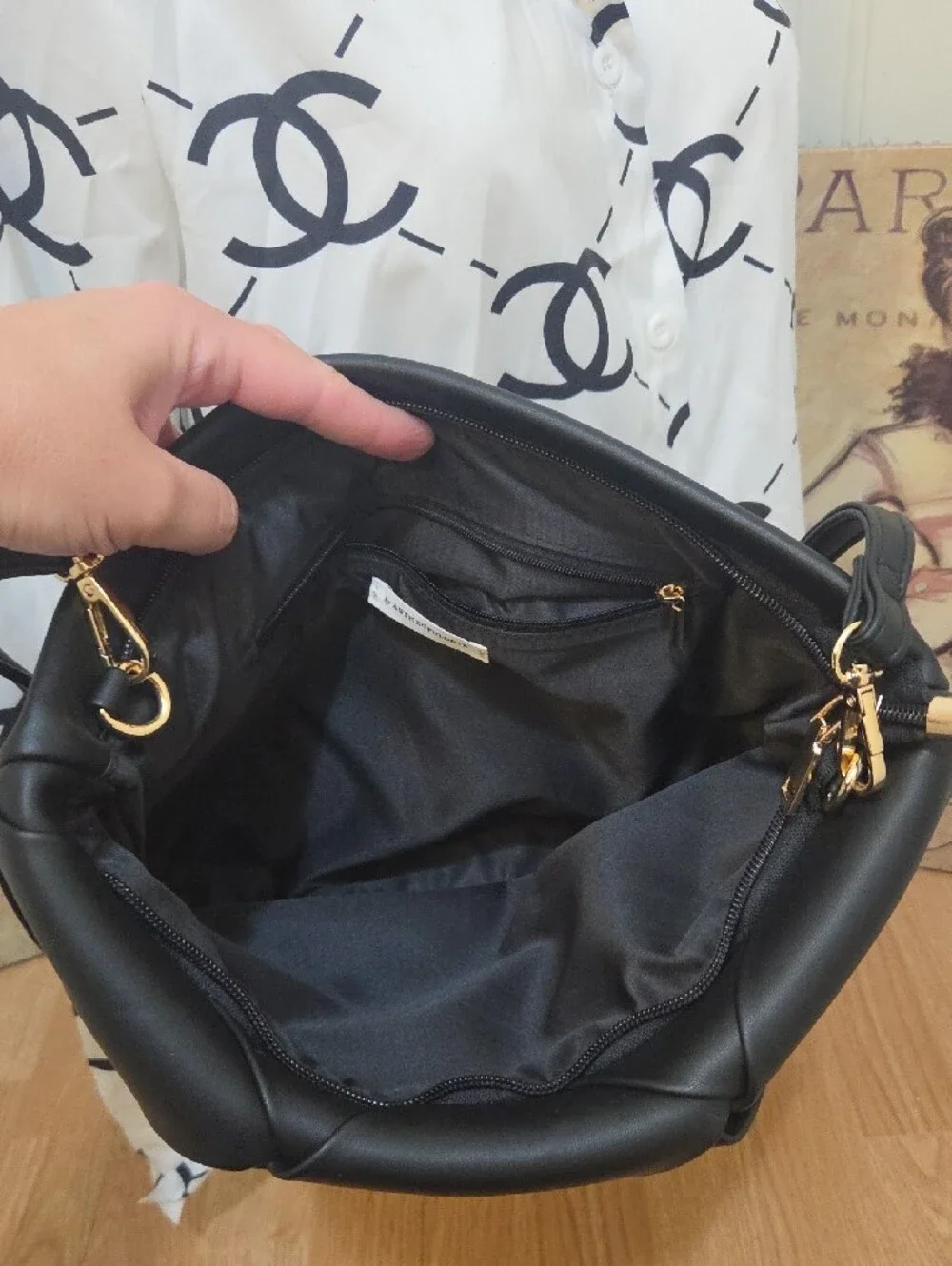 Anthropologie Black Quilted Crossbody Bag - Classic Leather Shoulder Bag